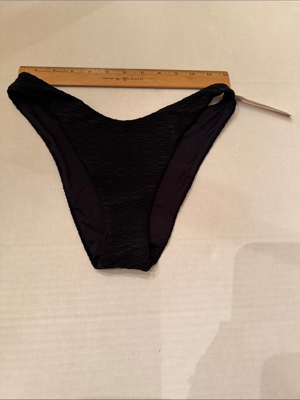NWT Victoria's Secret Black Textured High-Cut Bikini Bottom Brazilian Small
